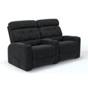 Ver imagem 1 de Sofá 2 Lugares Reclinável Elétrico Massageador em Suede Cor Preto Linha Cinema