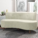 Ver imagem 1 de Sofá Living 2 Lugares 135cm Aang Pés Palito Veludo Bege G33 - Gran Belo