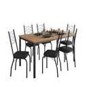 Ver imagem 2 de Conjunto Sala de Jantar Mesa Retangular Tampo BP com 6 Cadeiras Adriana Preto/Sf/Demolição
