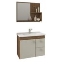 Ver imagem 1 de Gabinete de Banheiro com Cuba e Espelheira Hortencia 55cm Amendoa/off White - Mgm