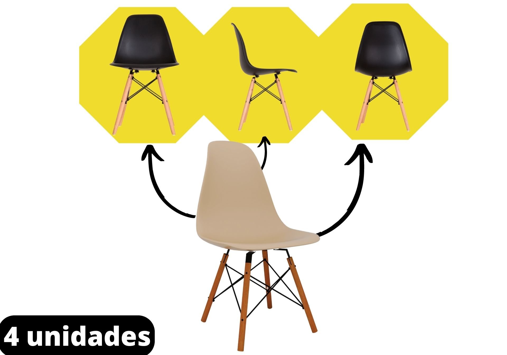 Cadeira Eames Charles Eiffel Quatro Fendi Ajl Store Conjunto Cadeira Sala de Jantar - 2