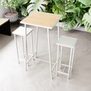 Ver imagem 2 de Conjunto Mesa Bar Bistrô Pinus Alta Industrial White 2 Bancos Don Castro Decor