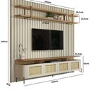 Ver imagem 3 de Rack com Painel Ripado 240cm e Prateleira para Sala 100% Mdf Cor:louro e Luna com Dourado