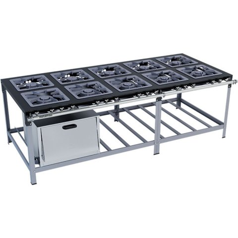 Fogão Industrial Stori Premium 10 Bocas 40x40 com Forno M21 Pintado Metalmaq