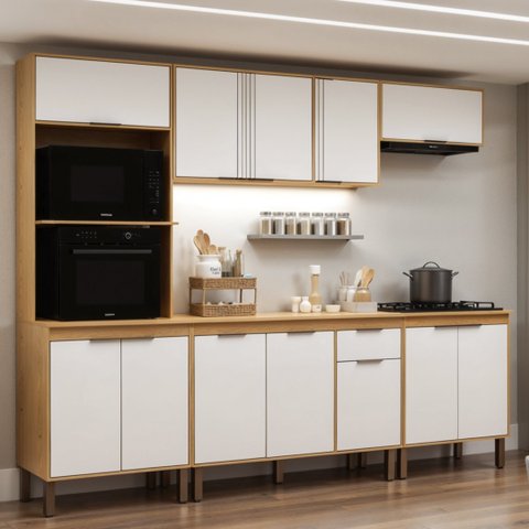 Cozinha Completa 12PTS 1GAVS c/Tpo Madalena Cinamomo/Off White