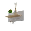 Ver imagem 1 de Porta Chaves Minimalista de Parede com 5 Pinos Branco e Carvalho