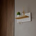 Ver imagem 2 de Porta Chaves Minimalista de Parede com 5 Pinos Branco e Carvalho