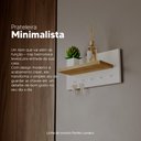 Ver imagem 3 de Porta Chaves Minimalista de Parede com 5 Pinos Branco e Carvalho
