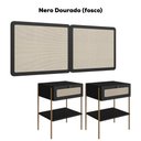 Ver imagem 4 de Cabeceira Casal e 2 Mesas Cabeceira Palinha 28977 Nero Dourado Artesano