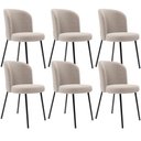 Ver imagem 1 de Kit 6 Cadeiras Sala de Jantar Estofada Gavi L02 Bouclê Creme - Lyam Decor