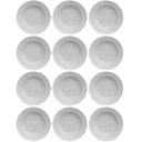 Ver imagem 1 de Jogo 12 Pratos Germer Branco Fundos Redondos 23,5cm em Porcelana com Relevo Tassel Restaurante Hotel