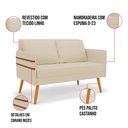 Ver imagem 5 de Kit 01 Namoradeira 02 Lugares e 01 Poltrona Mari Linho Bege A19 Base de Madeira MA30 - D'Rossi DRoss