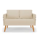 Ver imagem 3 de Kit 01 Namoradeira 02 Lugares e 01 Poltrona Mari Linho Bege A19 Base de Madeira MA30 - D'Rossi DRoss