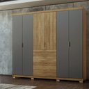 Ver imagem 1 de Guarda-Roupa Casal 100% MDF 6 Portas 4 Gavetas Dubai Ouro Nature Alasca