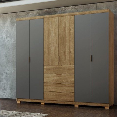 Guarda-Roupa 6 Portas e 4 Gavetas Dubai Ouro