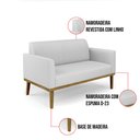 Ver imagem 6 de Sofá Namoradeira com 2 Poltronas Base de Madeira Fixa Castanho Marisa Linho Cinza A05 - D'Rossi