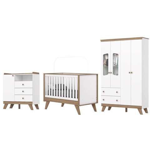 Jogo de Quarto Infantil Confete Branco/jequitiba - Henn