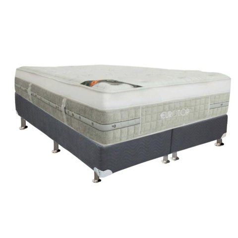Cama Box Queen: Colchão Molas Ensacadas Castor Pocket Summer Winter + Base Crc Suede Gray(158x198)