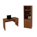 Ver imagem 1 de Escritório com Mesa para Computador 2 Gavetas com Armário Pareteleira 2 Portas Amendoa - Fdecor