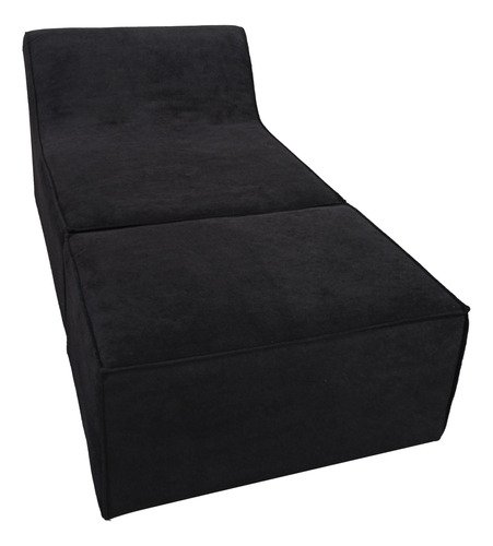 Chaise Tiktok Sofá Cama 2 Lugares com Puff Preto para Redes Sociais Bz Decor