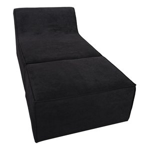 Chaise Tiktok Sofá Cama 2 Lugares com Puff Preto para Redes Sociais Bz Home Decor