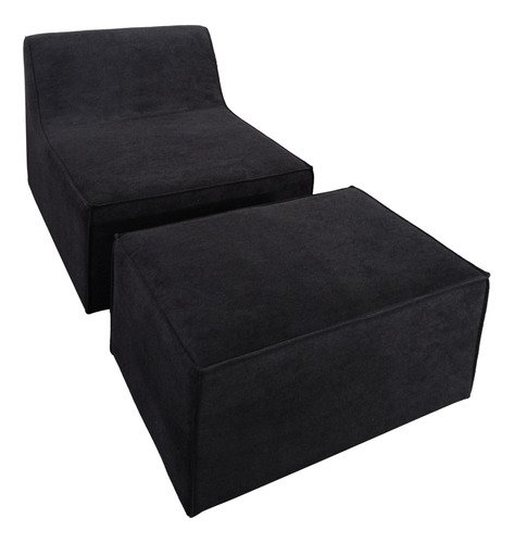 Chaise Tiktok Sofá Cama 2 Lugares com Puff Preto para Redes Sociais Bz Decor - 2