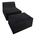 Ver imagem 2 de Chaise Tiktok Sofá Cama 2 Lugares com Puff Preto para Redes Sociais Bz Home Decor