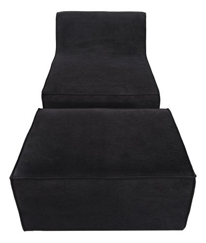 Chaise Tiktok Sofá Cama 2 Lugares com Puff Preto para Redes Sociais Bz Decor - 3