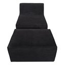 Ver imagem 3 de Chaise Tiktok Sofá Cama 2 Lugares com Puff Preto para Redes Sociais Bz Home Decor