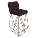 Ver imagem 2 de Kit 10 Banqueta Alta Com Encosto Loki Cozinha Bar Balcão Bistrô Ferro Bronze Corino Marrom -