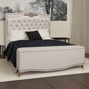 Conjunto Cabeceira/calçadeira Holanda 1,40 Cm Linho Capuccino - Star Confort