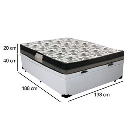 Cama Baú Casal Sintético + Colchão Casal Ortobom Iso Dupla Face 60X188X138 Branco - 3