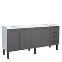 Ver imagem 1 de Gabinete de Aço para Pia 200cm 4 Portas Juno/apolo 4 Gavetas Cozimax Preto