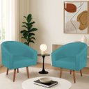 Ver imagem 1 de Kit 2 Poltronas Decorativa Jade Design Moderno Sala de Estar Quarto Escritório Confortável Luxo Pés