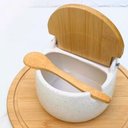 Ver imagem 3 de Saleiro em Cerâmica com Tampa e Colher de Bambu - Branco