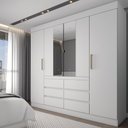 Ver imagem 1 de Guarda-roupa Casal Honey 4 Portas 6 Gavetas com Espelho - Panorama Móveis