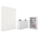 Ver imagem 1 de Roupeiro Maria 4 Portas + Cômoda + Sapateira Prateleira MDP Branco