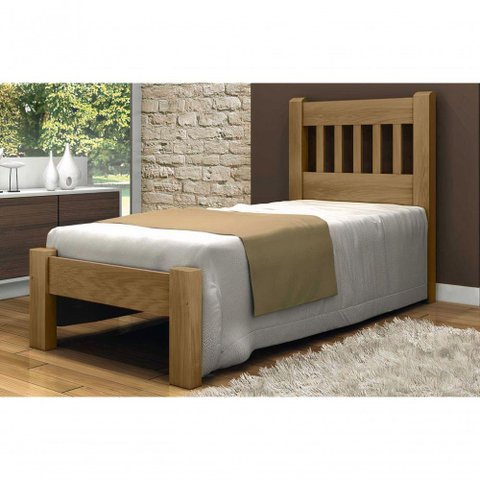 Cama Solteirão (solteiro Extra) Pérola de Madeira Maciça Angelim Pedra/tauari - Cor Imbuia