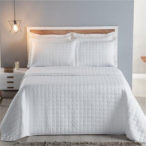 Kit Cobre Leito Dupla Face Micro Percal 200 Fios Queen com Porta Travesseiro:branco
