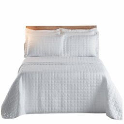 Kit Cobre Leito Dupla Face Micro Percal 200 Fios Queen com Porta Travesseiro:branco - 2