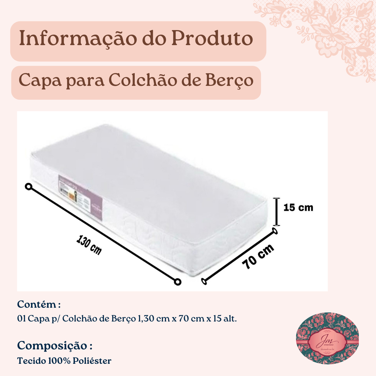 Capa de Colchão para Berço em Malha Gel Lisa com Zíper Conforto e Proteção:branco - 4