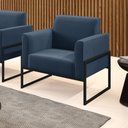Ver imagem 2 de Poltrona Base Industrial Alta Preto Marisa Suede Azul Marinho D03 - D’Rossi