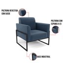 Ver imagem 6 de Poltrona Base Industrial Alta Preto Marisa Suede Azul Marinho D03 - D’Rossi