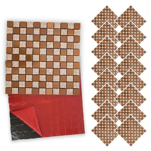 Pastilha De Vidro Autocolante Kit 16 Uni Parede Cozinha Banheiro Decorativa Facil Aplicacao Moderna 