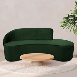 Sofá Curvo 3 Lugares 180cm Eron Suede Verde - Nexta Casa - 2