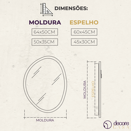 Espelho Orgânico de Parede Decorativo 35x50cm - Off White - 5