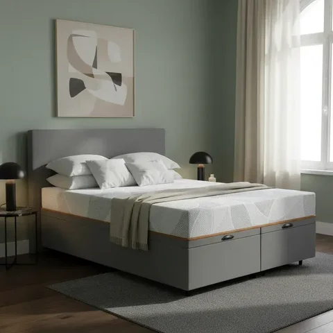 Cama Box Baú com Colchão Ortopédico de Espuma D33 a  Vácuo Sonno Full - Lucas Home - Queen