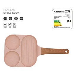 Frigideira 3x1 Ovo Hamburguer Rosa Indução Cerâmica Mimo Sty - 4