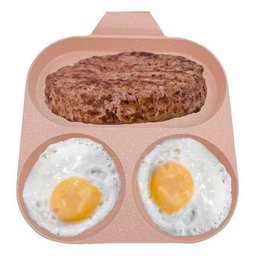 Frigideira 3x1 Ovo Hamburguer Rosa Indução Cerâmica Mimo Sty - 3