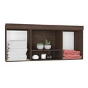 Ver imagem 3 de Armário Aéreo Ponte Modulada Casal Para Quarto 1,50m 4 Portas 1 Nicho Marrom Madeira Branco